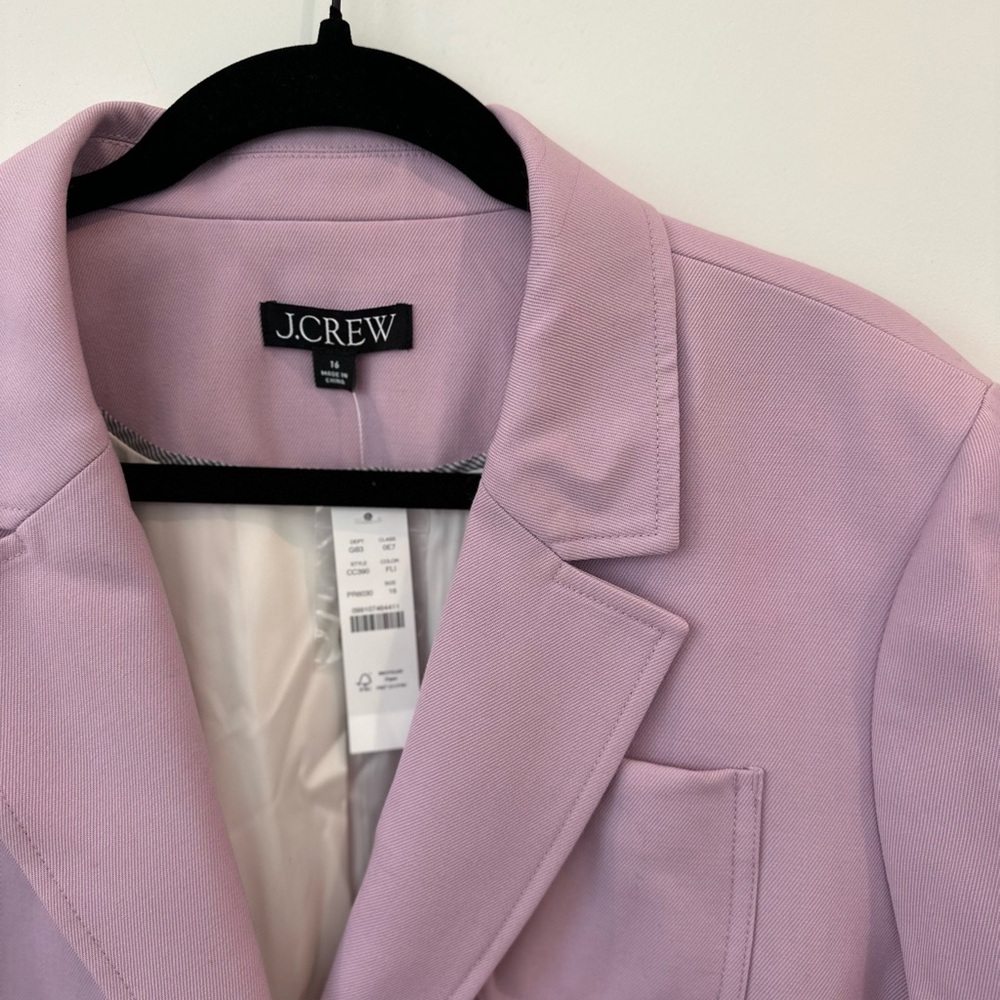 J.Crew NWT Shrunken Blazer Lavender Wool Blend Size 16 - Picture 2 of 9
